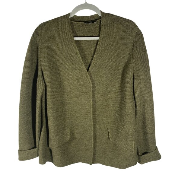 Lafayette 148 New York Knit textured Cardigan Sweater L Virgin Wool & Alpaca - Picture 1 of 10